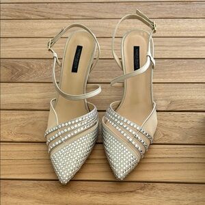 Elegant Beige and Silver Women's Heels